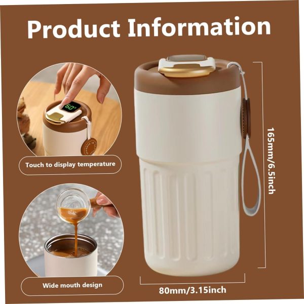 Smart Coffee Thermos with Temperature Display | 450ml Portable Stainless Steel Hot & Cold Mug with Lanyard (Random Color)