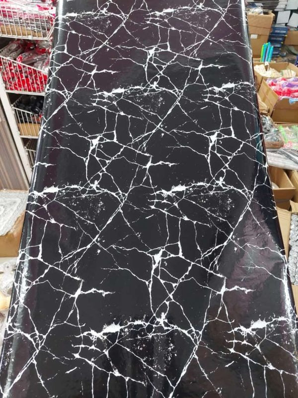Self-Adhesive Black Marble Sheet | Waterproof & Heat-Resistant Wallpaper for Kitchen, Bathroom, & Countertops (60 x 200 cm)