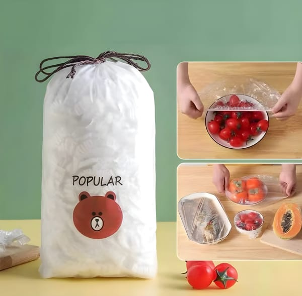 100pcs Disposable Plastic Wrap Covers, Elastic & Tight, Food-grade Fresh-keeping, Dust & Insect-proof, Kitchen Accessories – Disposable Food Wrap