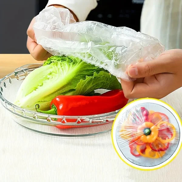 100pcs Disposable Plastic Wrap Covers, Elastic & Tight, Food-grade Fresh-keeping, Dust & Insect-proof, Kitchen Accessories – Disposable Food Wrap