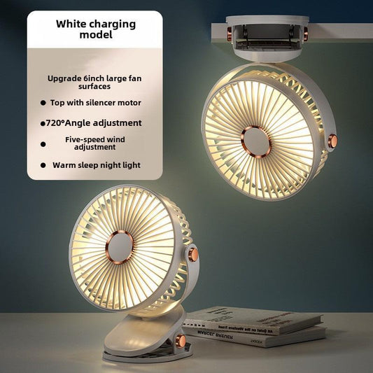 Cross border multiple function night light clip fan USB charging portable mini Fan