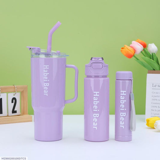 Imported insulated vacuum water bottle set of 3pcs in vibrant colors
